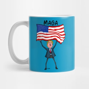 Trump Carry US Flag with MAGA Mug